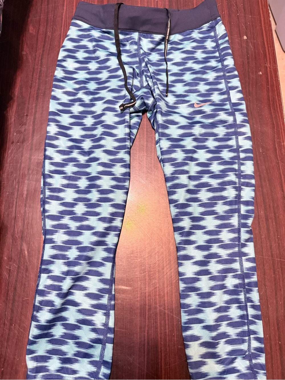 Nike Blue Patterned Girls' Athletic Leggings